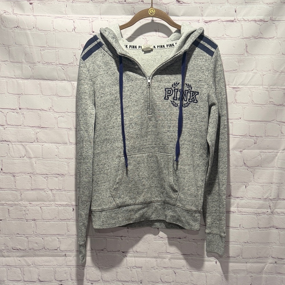 PINK Victoria's Secret Woman’s Gray and Navy Zip-Up Sweatshirt Size Medium